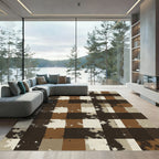 Distressed Earthy Toned Plaid Block Tile Rug