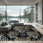 Black Leopard Heads With Gray Spots Rug