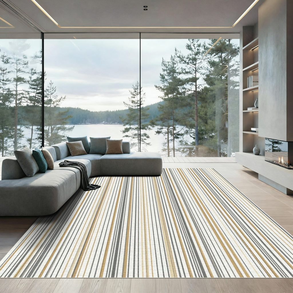 Modern Neutral Striped Earthy Tones Rug