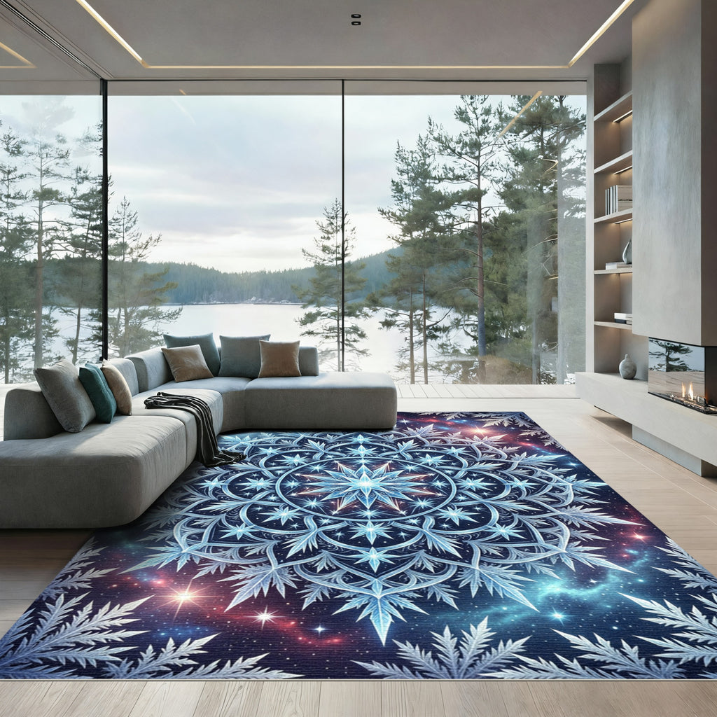Celestial Frozen Starry Winter Mandala Rug