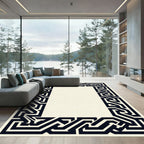 Dark Blue Interlocking Geometric Frame Rug