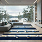 Coastal Navy and White Striped Parasols Rug