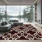 Crimson Quatrefoil Lattice Overlay Rug