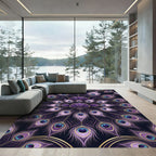 Elegant Purple Peacock Feather Mandala Rug