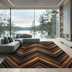 Wood Grain Chevron Pattern Rug