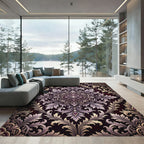 Ornate Plum Leaf Scrollwork Rug