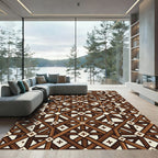 Geometric Brown Wood Lattice Cross Rug