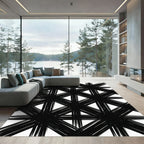 Bold Black Intersecting Lines Rug