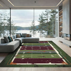 Weathered Gridiron Distressed Football Field Rug
