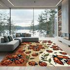 Playful Spotted Ladybug Earthy Tones Rug
