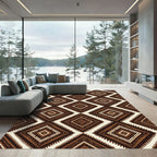 Dark Brown Diamond Zigzag Geometric Rug
