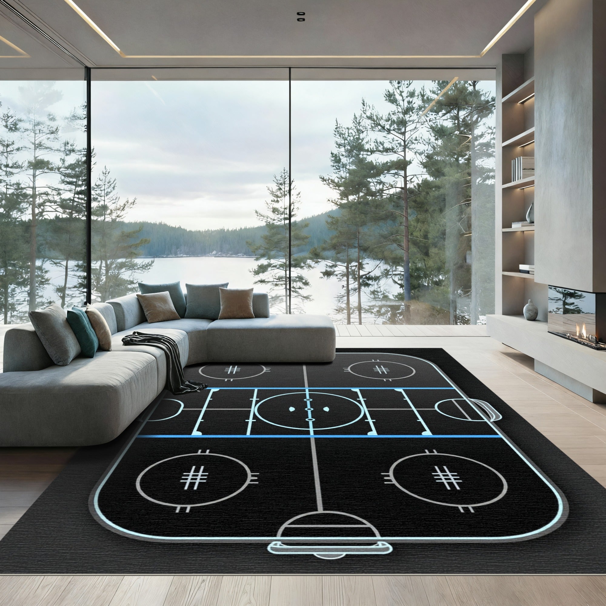 Neon Sports Arena Graphic Rug