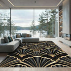 Art Deco Black Gold Fan Rug
