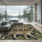Lush Tropical Leopard Jungle Foliage Rug