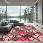 Pink Clover Heart Pattern Rug