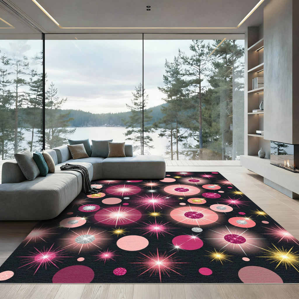 Pink Sparkle Burst Celebration Rug