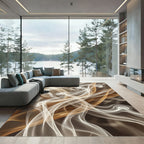 Ethereal Smoke Swirls Gold Cream Rug