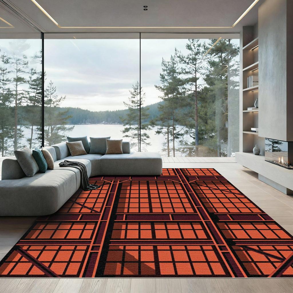 Oranges Grid Metal Structure Rug