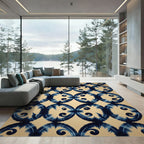 Indigo Splatter Ikat medallion Rug