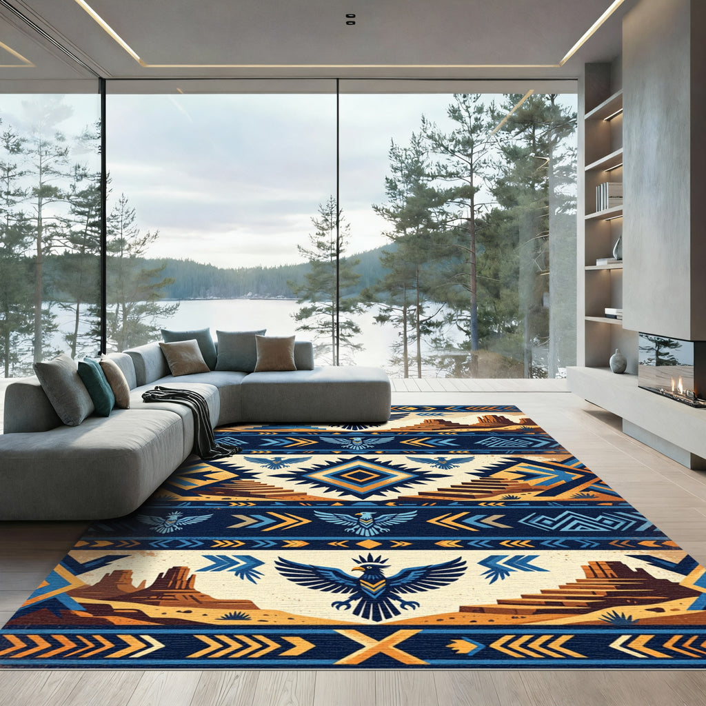 Majestic Eagle Desert Geometric Rug