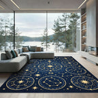 Celestial Zodiac Constellation Navy Gold Rug