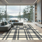 Graphite Cream Plaid Weave Rug