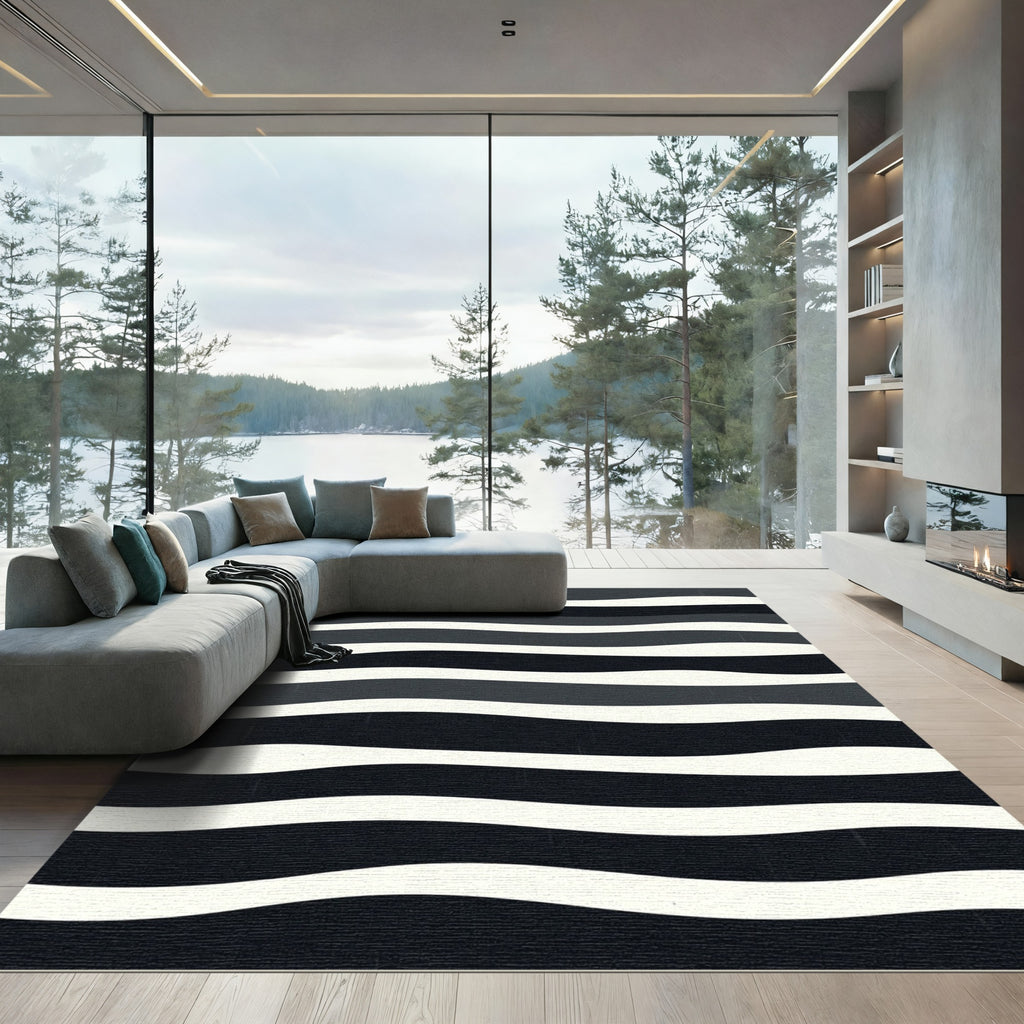 Monochromatic Wavy Stripe Rug