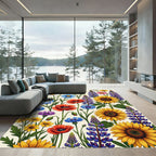 Vibrant Wildflower Meadow Botanical Art Rug