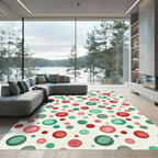 Festive Red Teal Dot Scatter Rug