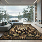 Golden Chrysanthemum Ornate Floral Medallion Rug