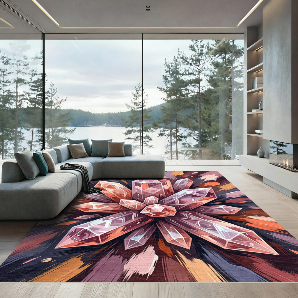 Radiant Amethyst Quartz Crystal Burst Rug
