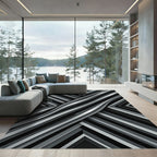 Monochrome Diagonal Striped Ribbon Rug