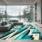 Electric Blue Geometric Lightning Staircase Rug