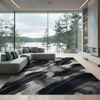 Monochrome Abstract Ink Stroke Rug