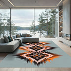 Tribal Orange Ikat Animal Diamond Staircase Rug