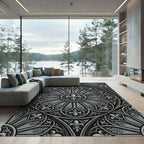 Gothic Charcoal Fleur de Lis Medallion Rug