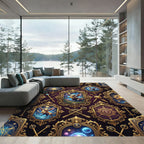 Celestial Gold Mythical Creature Astrology Rug