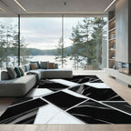 Modern Geometric Black White Shattered Rug