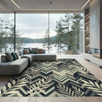 Sage Green Chevron Botanical Foliage Rug