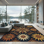 Golden Starburst Geometric Earth Tone Rug