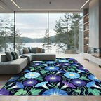 Vibrant Blue Morning Glory Botanical Rug