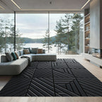 Contemporary Charcoal Linear Geometric Rug