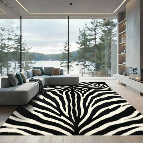 Black White Zebra Hide Rug