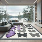 Whimsical Lavender Butterfly Specimen Study Rug