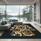 Bold Golden Rose Leopard Coat Rug