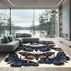 Celestial Navy Gold Butterfly Wings Rug