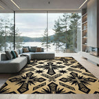 Black and Gold Geometric Cross Art Rug