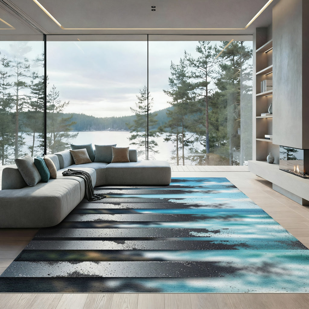 Metallic Coastal Horizon Textured Stripe Rug