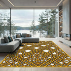 Golden Lattice Geometric Intersecting Linear Art Rug