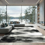 Monochrome Ink Brush Strokes Rug